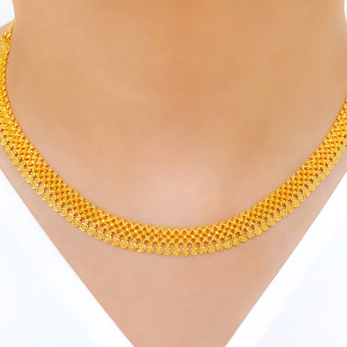 Unique Beaded Lattice 22k Gold Choker Set