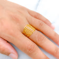 Decorative Striped 22k Gold Leaf Ring