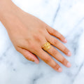 Lush Sparkling 22k Gold Curved Ring