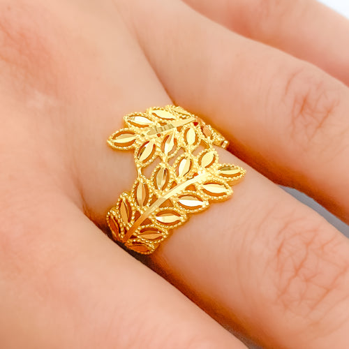 Lush Sparkling 22k Gold Curved Ring