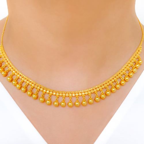 Classy Shimmering Bead 22k Gold Choker Set