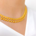 Classy Shimmering Bead 22k Gold Choker Set