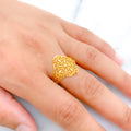 Shimmering Oval Jali 22k Gold Ring