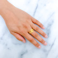 Bright Curved 22k Gold Vine Ring