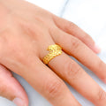 Bright Curved 22k Gold Vine Ring