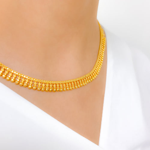 Chic Slender Beaded 22k Gold Choker Set