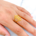 Elongated Cluster 22k Gold Leaf Ring