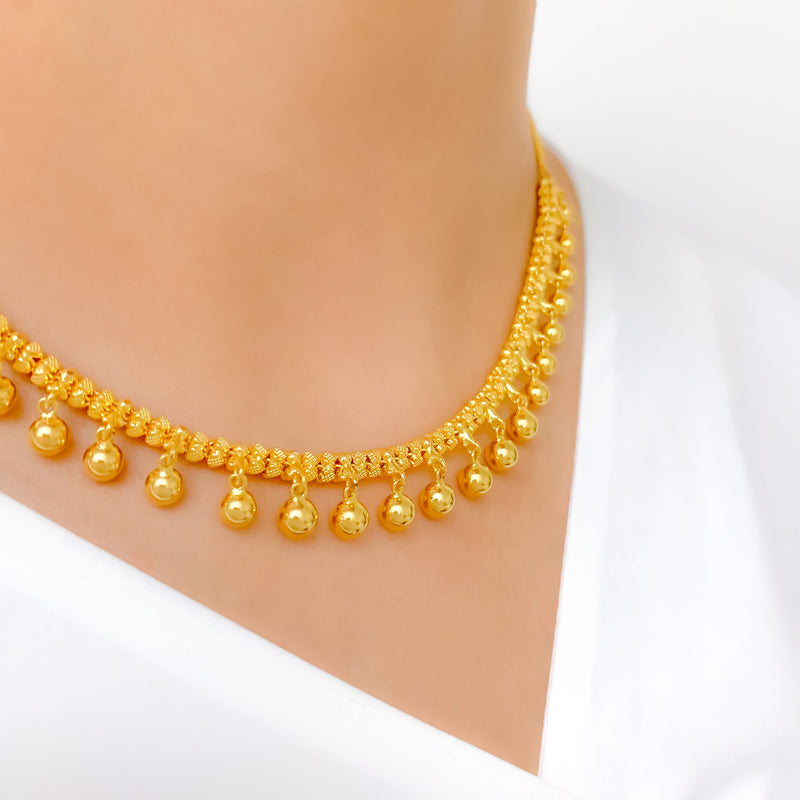 Festive Hanging Bead 22k Gold Choker Set