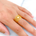 Unique Open Flower 22k Gold Ring