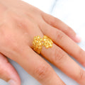 Exquisite Striped 22k Gold Petal Ring