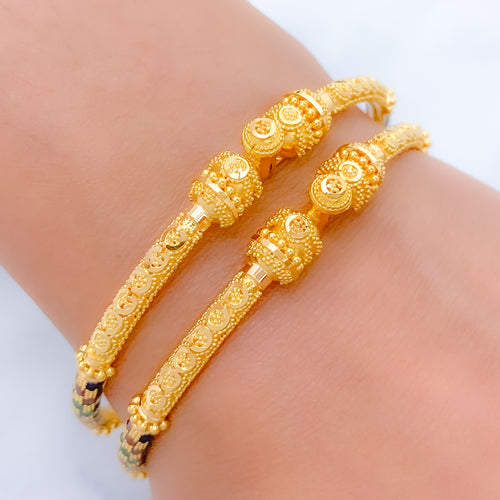 Glistening Circles 22k Gold Bangle Pair