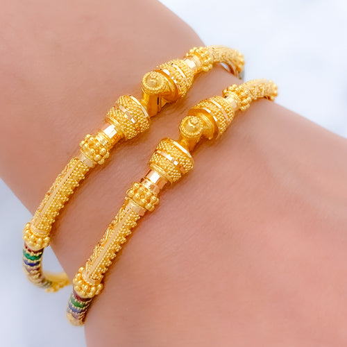 Classic Meenakari Pipe 22k Gold Bangles