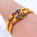 Gorgeous Peacock Adorned 22k Gold Bangles