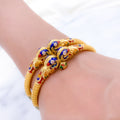 Gorgeous Peacock Adorned 22k Gold Bangles