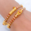 Palatial Red Meenakari 22k Gold Bangles