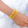 Sophisticated Reflective Dome 22k Gold Bangles