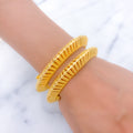 Sophisticated Reflective Dome 22k Gold Bangles