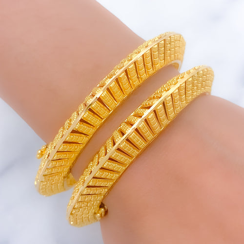 Sophisticated Reflective Dome 22k Gold Bangles