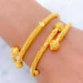 Contemporary Beaded Flowers 22k Gold Bangle Pair