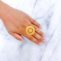 Elevated Shimmering Floral 22k Gold Statement Ring