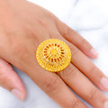 Elevated Shimmering Floral 22k Gold Statement Ring