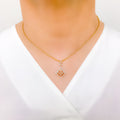 Delicate Rose Gold Diamond 18k Gold Pendant Set