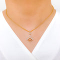 Delicate Rose Gold Diamond 18k Gold Pendant Set