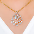 Intricate Rose Gold Diamond 18k Gold Pendant Set