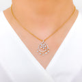 Intricate Rose Gold Diamond 18k Gold Pendant Set