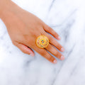 Lovely Meenakari Flower 22k Gold Statement Ring