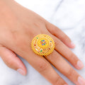 Lovely Meenakari Flower 22k Gold Statement Ring