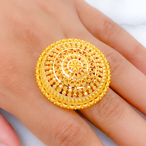 Sparkling Regal 22k Gold Statement Ring