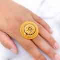 Geometric Beaded Meenakari 22k Gold Statement Ring