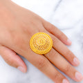 Plush Floral Accented 22k Gold Dome Ring