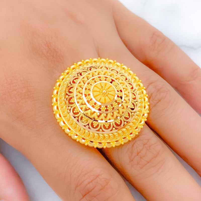 Decorative Dressy 22k Gold Dome Ring