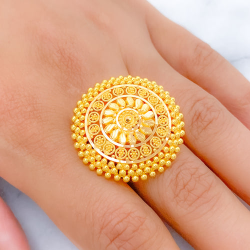 Stately Symmetrical Shining 22k Gold Dome Ring