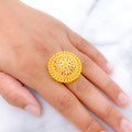 Contemporary Grand Floral 22k Gold Statement Ring