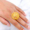 Petite Beaded Flower 22k Gold Statement Ring