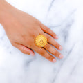 Lush Striking Petals 22k Gold Dome Ring