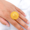 Lush Striking Petals 22k Gold Dome Ring