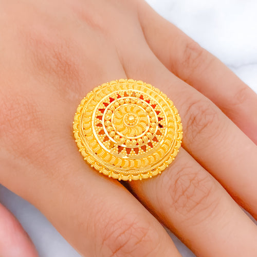 Fancy Bright Sunflower 22k Gold Statement Ring