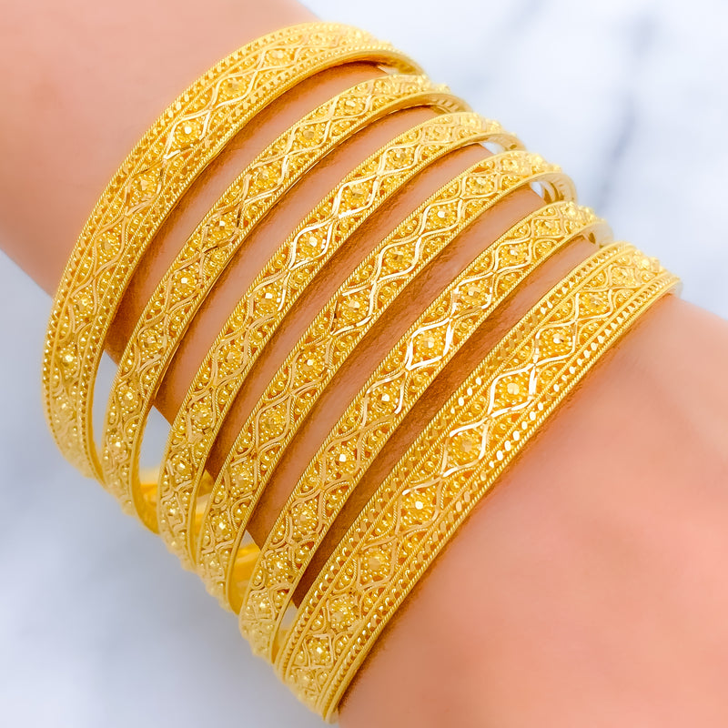 Magnificent Floral Wavy Bangles