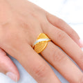 White Gold Accented Fancy Net 22k Gold Ring