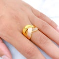 Posh Multi-Finish Winding 22k Gold Ring