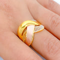 Posh Multi-Finish Winding 22k Gold Ring