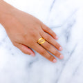 Dressy Geometric Leaf Matte 22k Gold Finish Ring