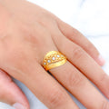 Dressy Geometric Leaf Matte 22k Gold Finish Ring