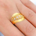 Dressy Geometric Leaf Matte 22k Gold Finish Ring