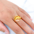 Radiant Spiral Three-Tone 22k Gold Ring