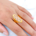 Ritzy Rose-Gold Accented Floral 22kk Gold Ring